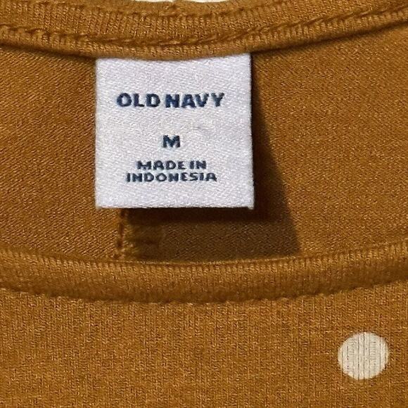 Old Navy Long Sleeve Midi Orange and White Polka Dot Medium Dress Size M - Picture 3 of 8